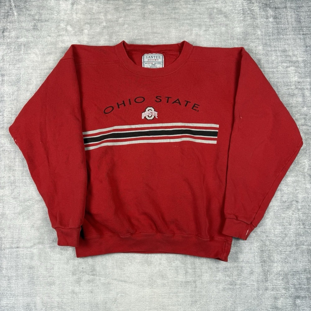 Ohio State Buckeyes Sweatshirt Mens Large Red Vintage 80s Crewneck Made‎ In USA